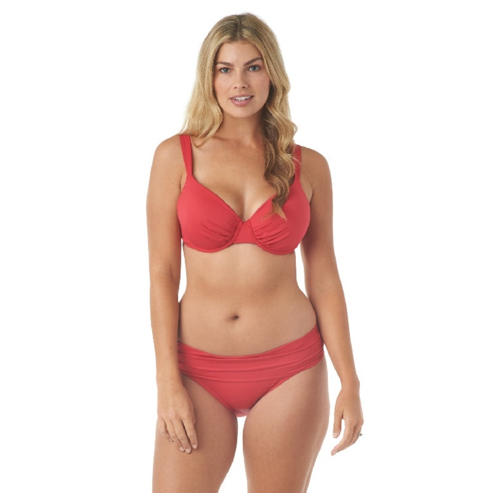 Jantzen Women's Solid Over The Shoulder Bikini Top (D/DD Cup) Color Red …